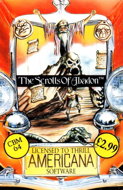 Scrolls of Abadon box art for Commodore 64